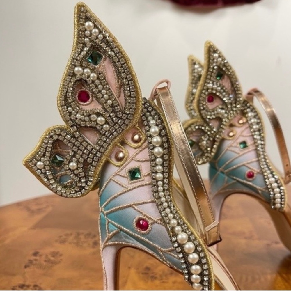 SOLD!! Sophia Webster | Rare Chiara 100 Crystal Embellished Butterfly Heels - Picture 2 of 8